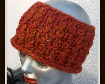 HAT WOMEN KNITTED Half hat Headband Rust Woman Handmade Gift