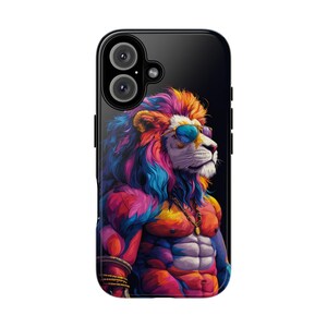 Colorful Lion Phone Case, Tough Phone Cover, Animal Lover Gift, Unique Birthday Gift, Vibrant Protective Case