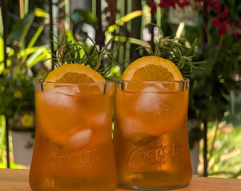 Aperol Gläser aus Aperol Flaschen, Upcycling aus Handarbeit | 260ml - Aus der 0,7L Flasche