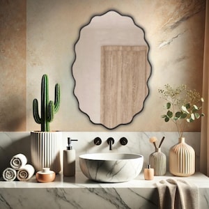 Elegant Asymmetrical Mirror - Unique Handmade Custom Mirror for Home & Bathroom Decor - Available in 5 Stylish Colors (Perfect Gift Idea)