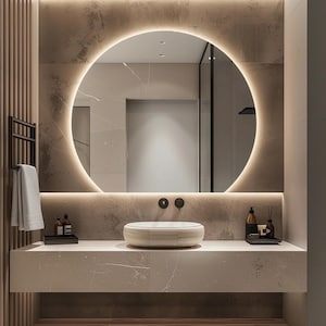 Semicircle LED Mirror, Bathroom Mirror, Sink Mirror, Bedroom Mirror, Warm/Neutral/Cool LED, Decorative Mirror, Circular Mirror, Wall Mirror