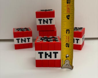 Minecraft-Inspired TNT Block - 3/6/12 Pack - Desk Decor - Party Favor - Plastic - 2”