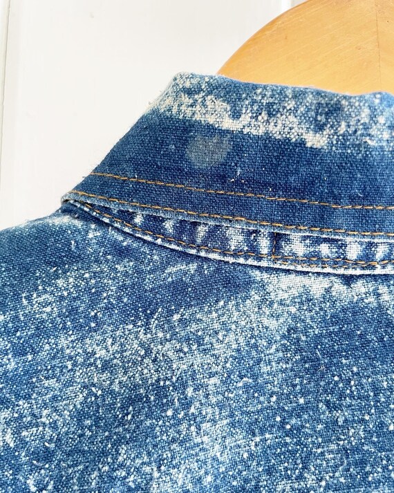 Vintage 1990s Bedazzled Jean Shirt With Faux Pockets and