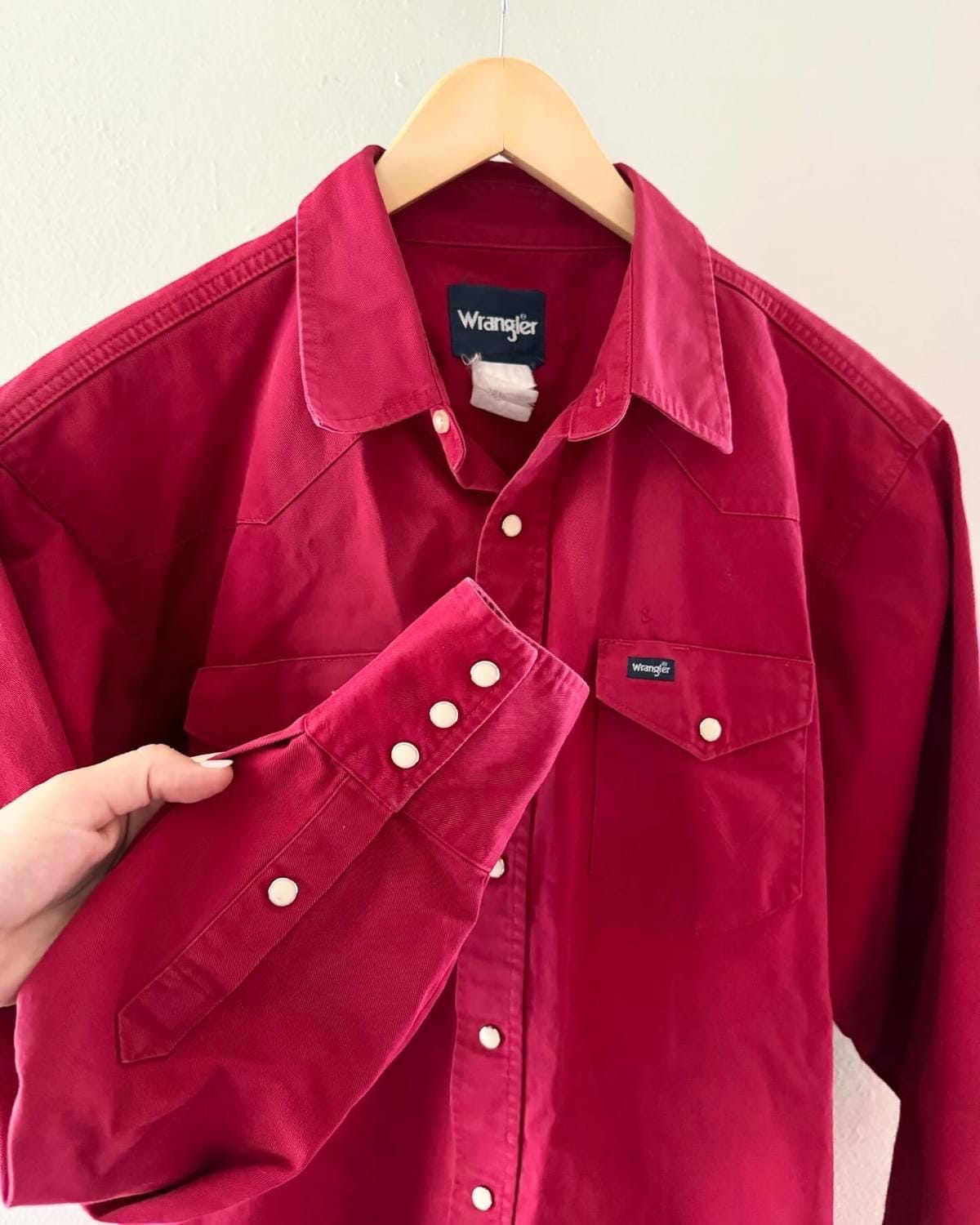 Chemise Wrangler vintage pour homme, grande perle rouge de l