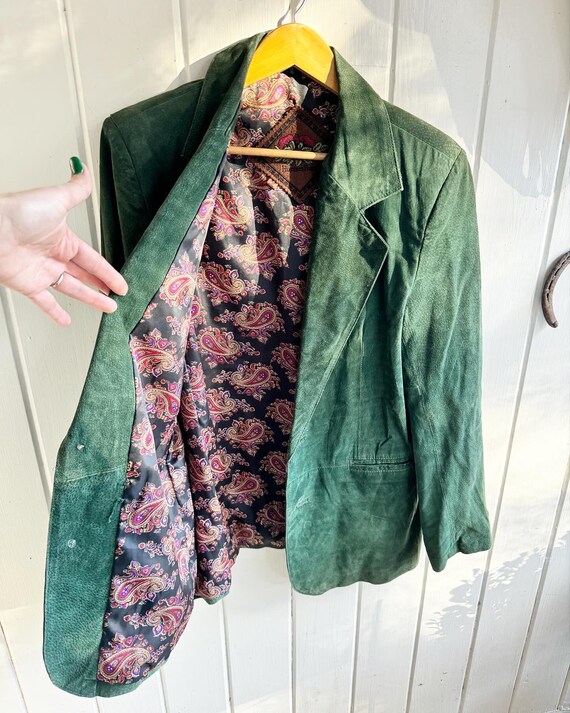 Vintage Hunters Run Suede Green Leather Blazer. - image 4