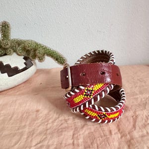 Vintage Bead Thunderbird Leather Belt - Etsy display picture 1