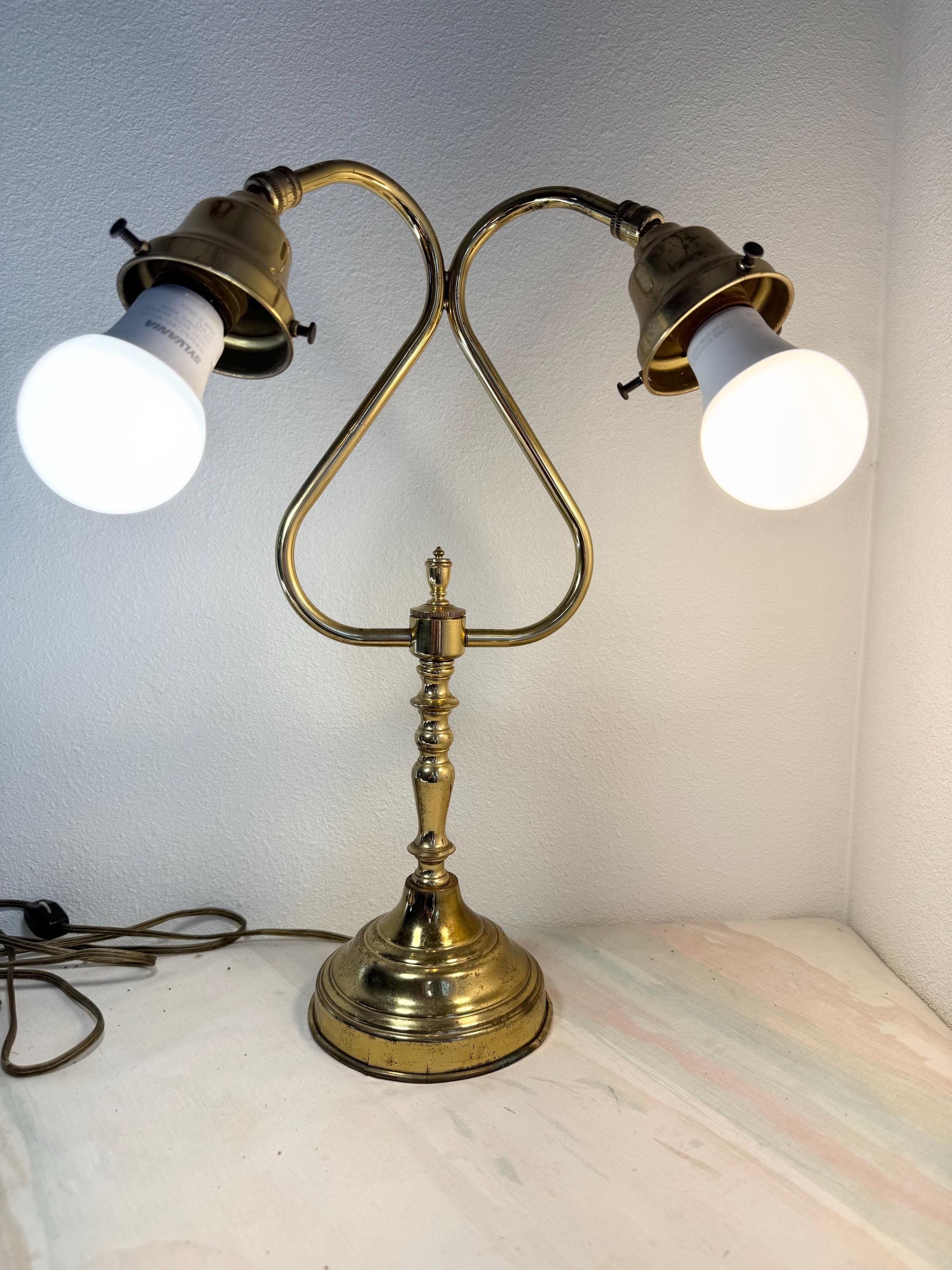 Vintage Double Gooseneck Table Lamp. Brass Dual Table Lamp. - Etsy