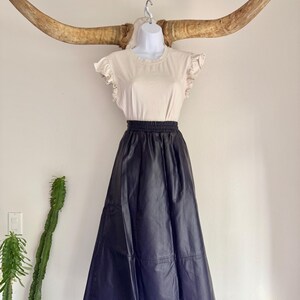 Vintage Northside Fashions Purple Leather Skirt, Women&#39;s Small, Made in USA 1980s.