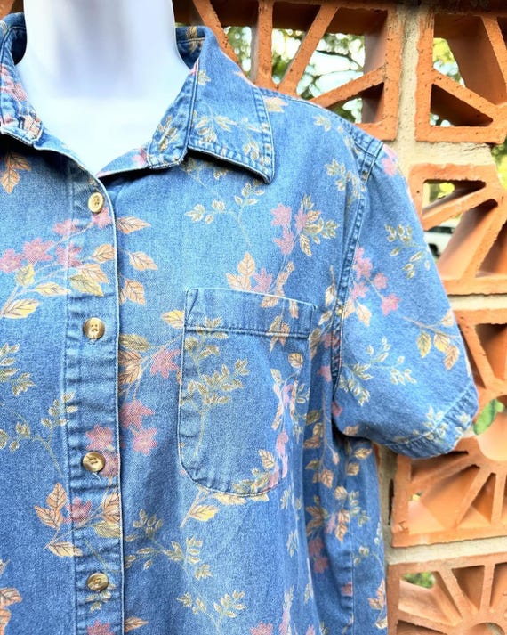 Vintage Classic Elements  Button Down  Flower Blo… - image 4