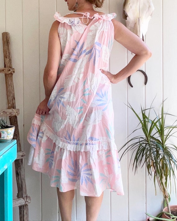 Vintage Pink Blue and White Ruffled Dress by Kole… - image 3