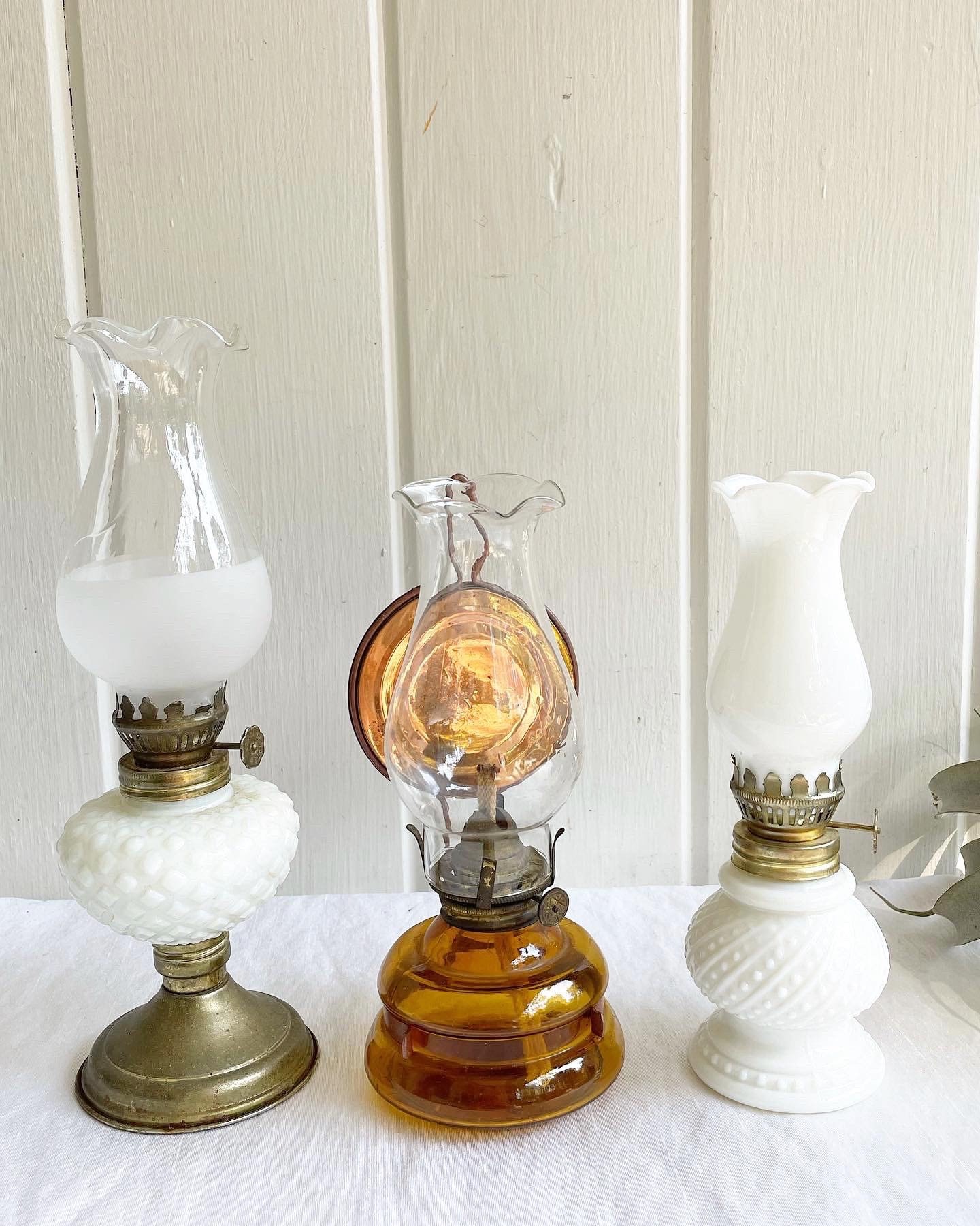 Vintage Glass Oil Lamps. Milk Glass Oil Lamp. Amber Oil Lamp. Etsy