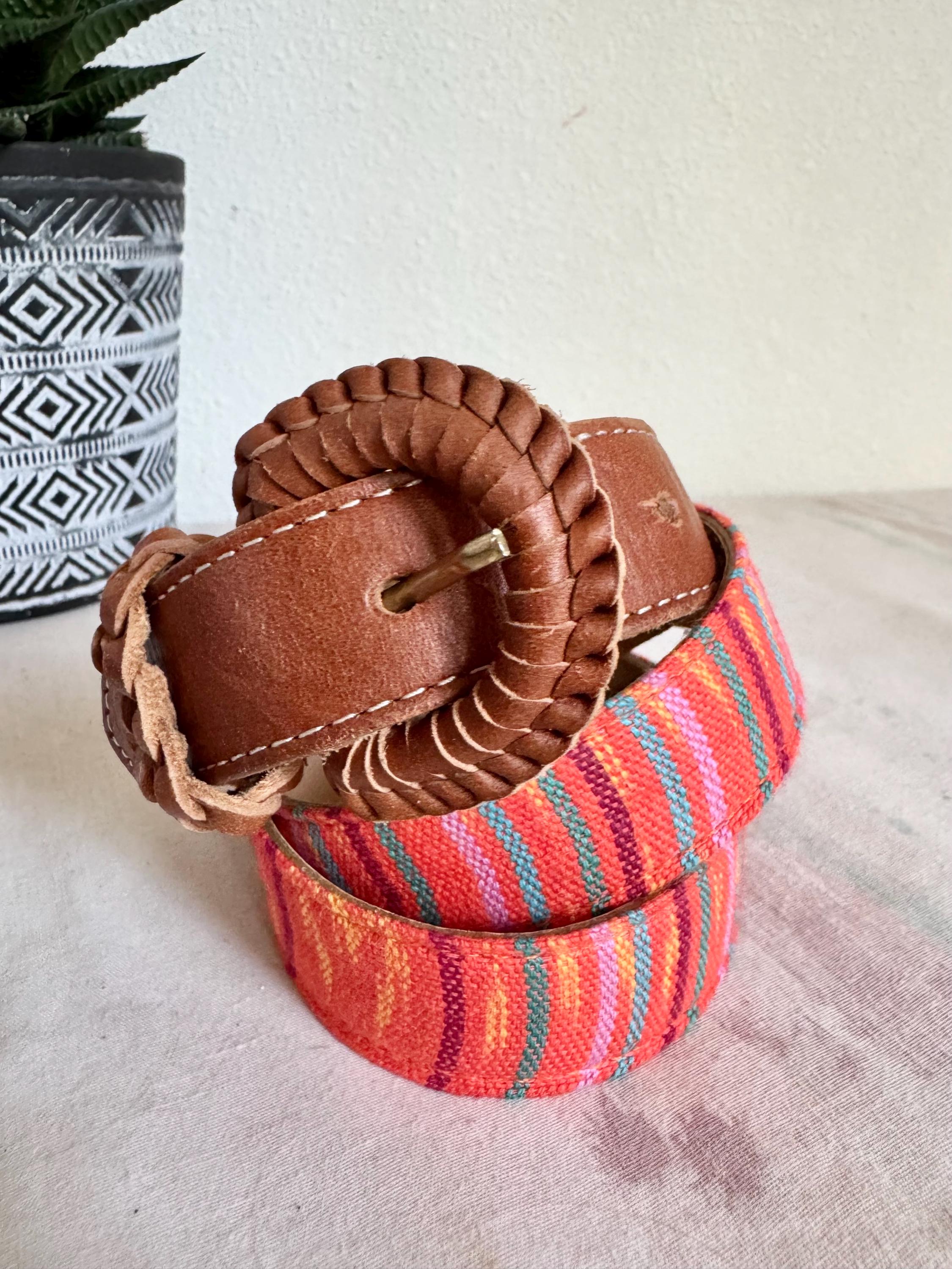 Braided Leather Western Belt M/L Reddish Brown Concho Boho Vintage Guatemala Brown Leather Guatemala Belt - Etsy main image 2