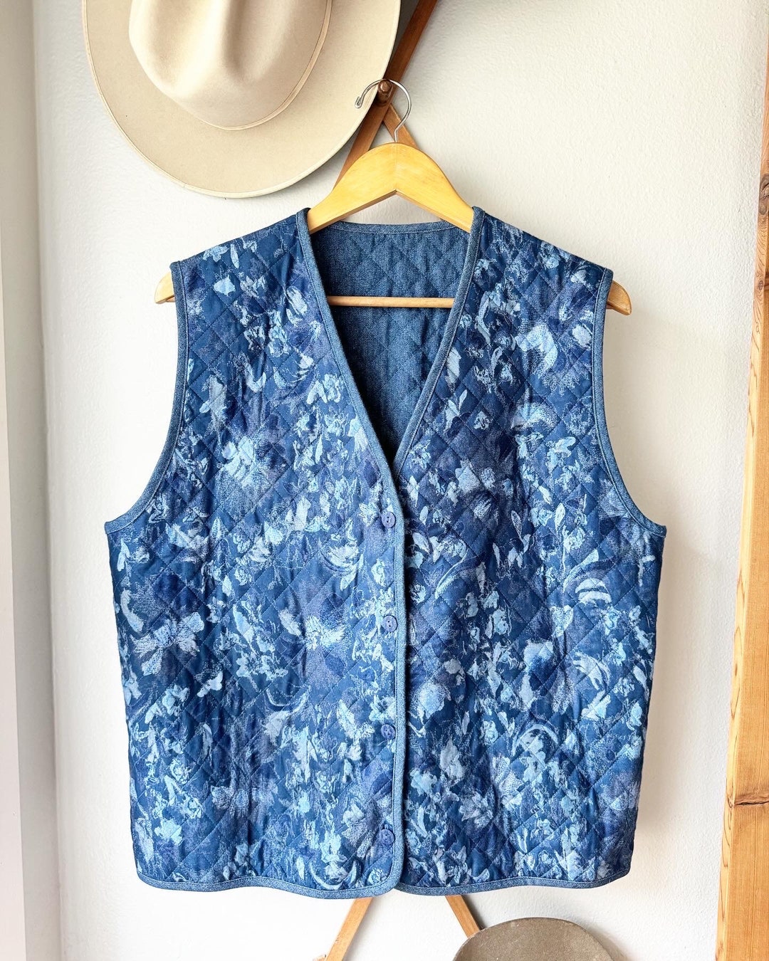Floral Quilted Button Front Vest main image 0