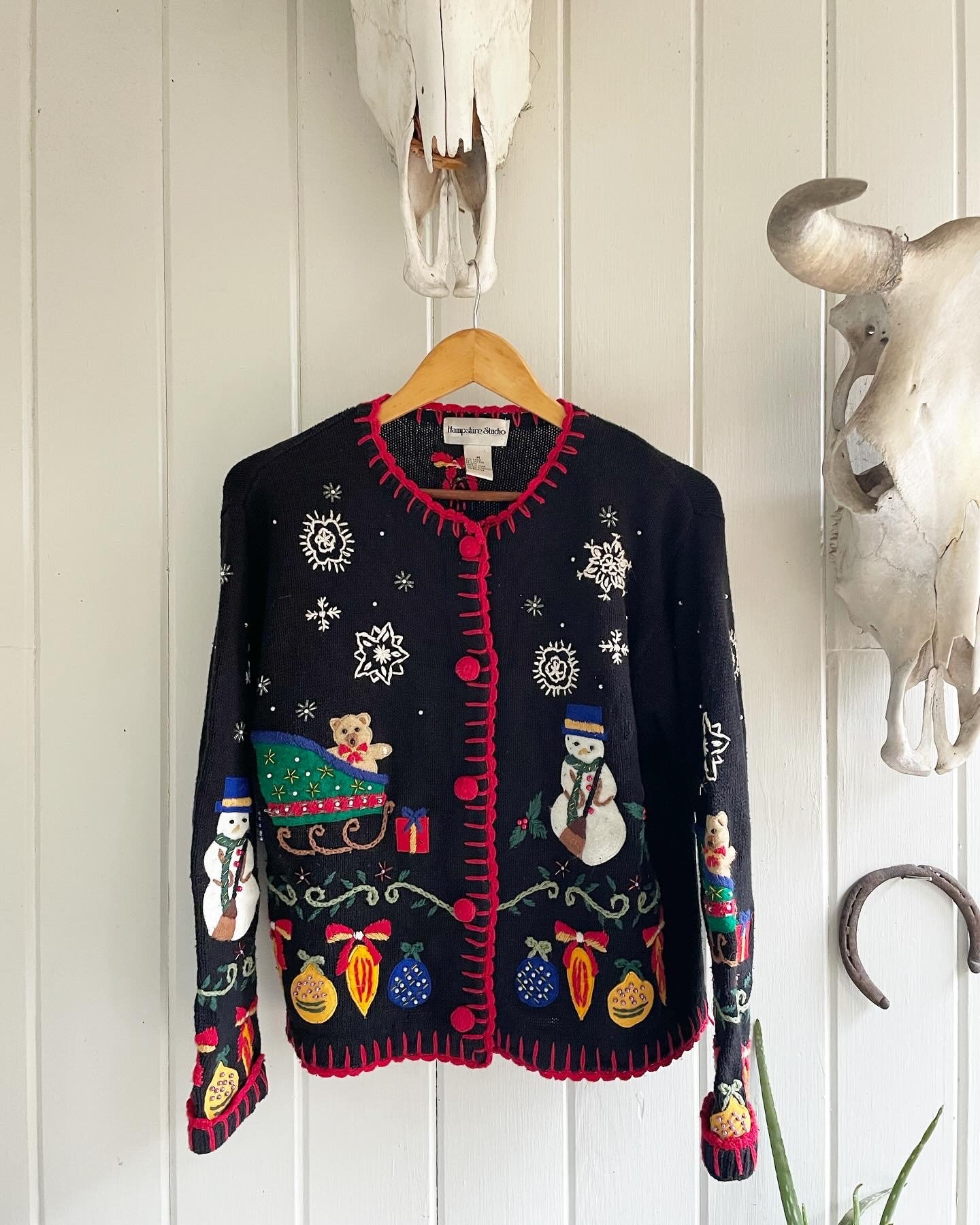 Vintage Hampshire Studio Christmas Holiday Sweater Cardigan. Embroidered Tacky Medium Christmas Sweater. Embroidered Snowmen. Tacky Sweater. Etsy