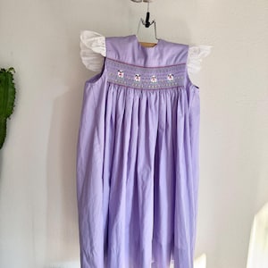 Adorable Lamb and Flower Purple Smocked Dress Girls Toddler. Green, pink, yellow. No tags.