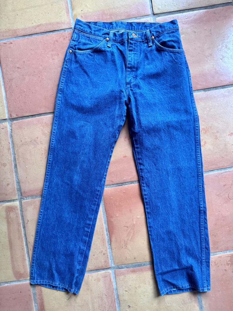 Broken In USA Vintage 1980’s Wrangler Jeans. 33 x 30 13MWZ Western Boot cut Retro Wrangler Men’s. USA. Cotton.Outside Length: 38.75” image 1