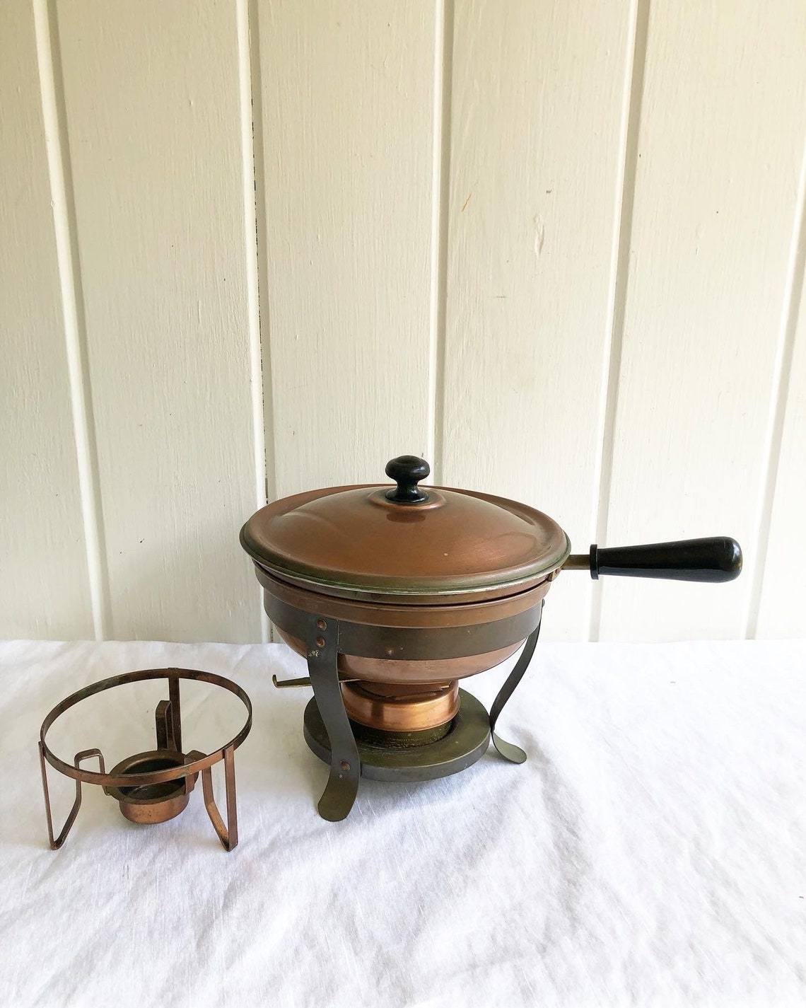 Vintage Copper Fondue Pot. Double Broiler Fondue Pot. Etsy