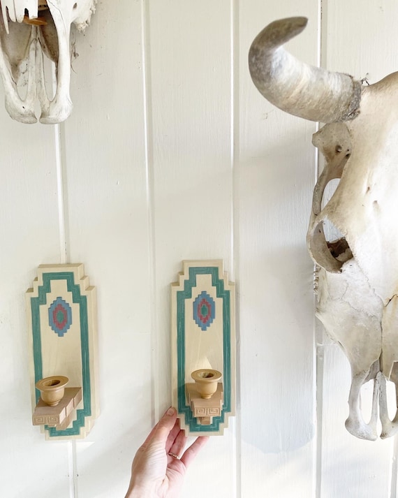 Vintage Southwest Aztec Style Wall Sconces By Burwood Home - Southwest Candle Wall Sconces Vintage Southwest Aztec Style Wall Sconces By Burwood Home - Southwest Candle Wall Sconces