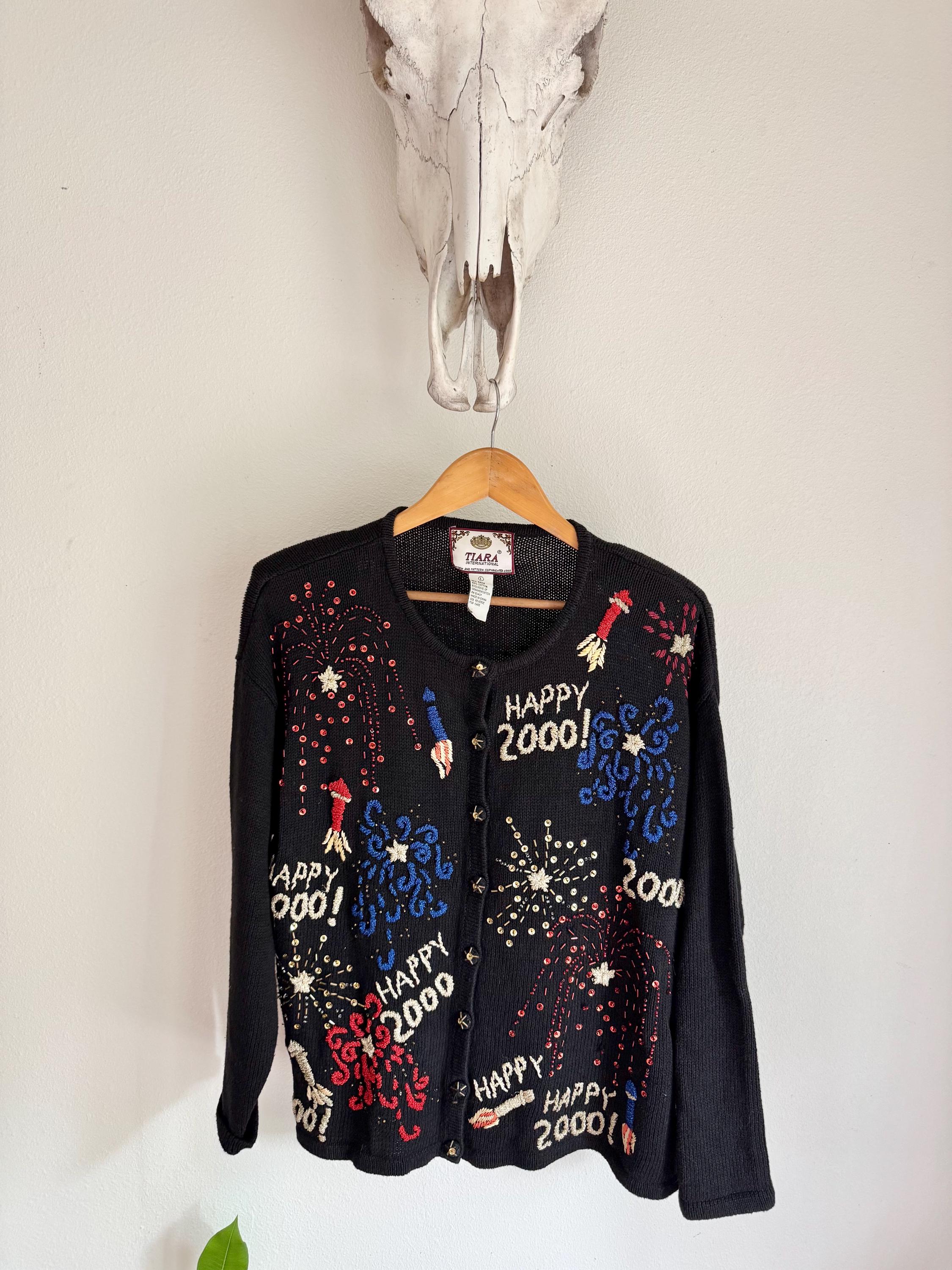Tiara International Vintage 1999 Happy 2000 Cardigan Size Large