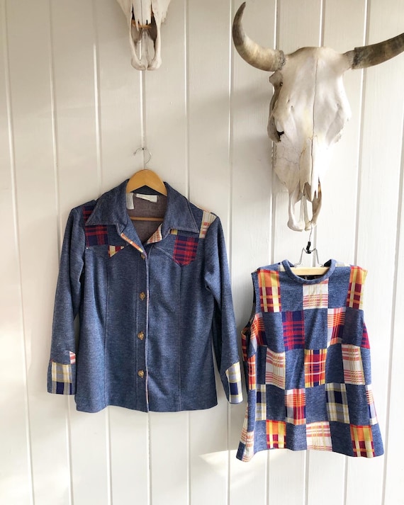 Vintage 1970’s Polyester Shirt/Tank top Set.