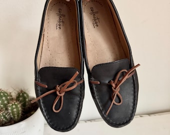 Clarks Collection Ultimate Comfort Women’s Black Leather Boat Shoes Sz 9.