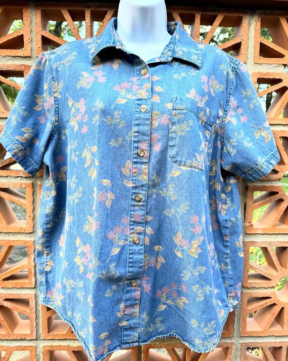 Vintage Classic Elements  Button Down  Flower Blo… - image 2