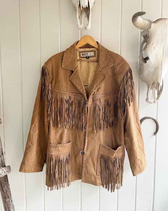 Vintage Prestige Leather 2X Fringe Coat. Mens Western Fringe