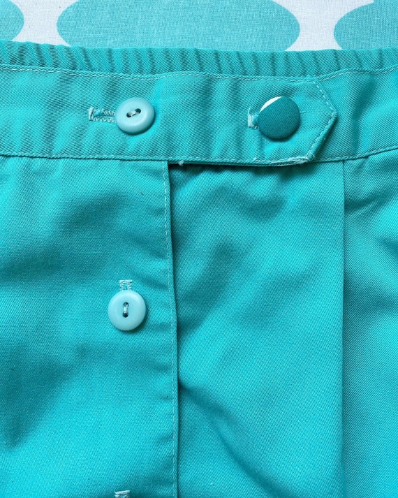 Vintage Turquoise Button Up Skirt. Teal Skirt. Bu… - image 4