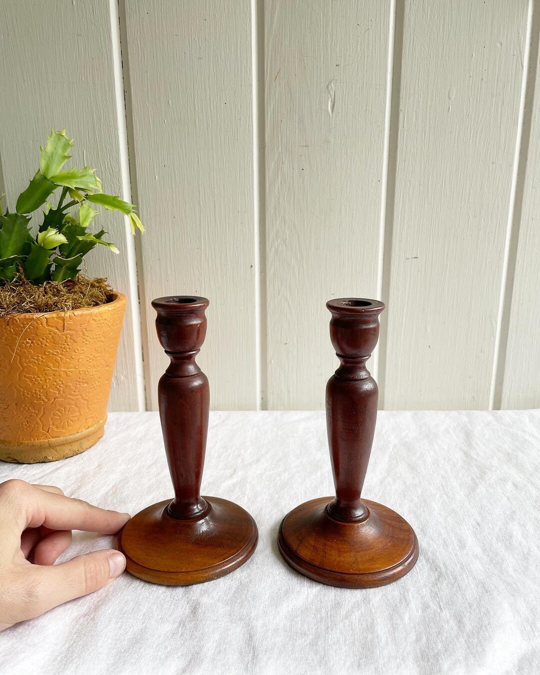 Vintage Wood Candlestick Holders. Farmhouse Decor. Mid Century. Etsy