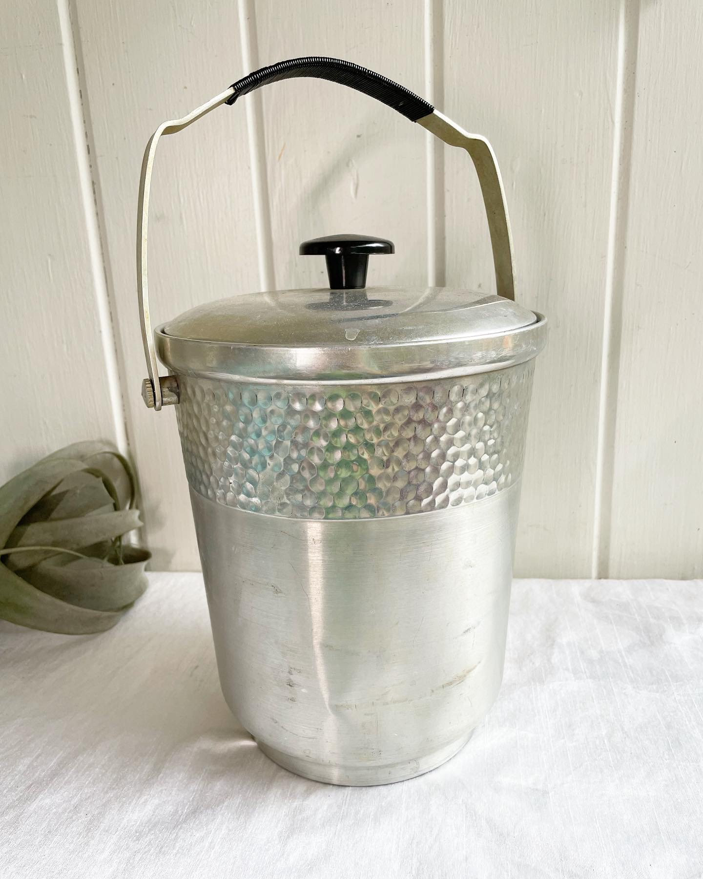 Vintage Hammered Aluminum Ice Bucket From Italy HB 504. Stock the