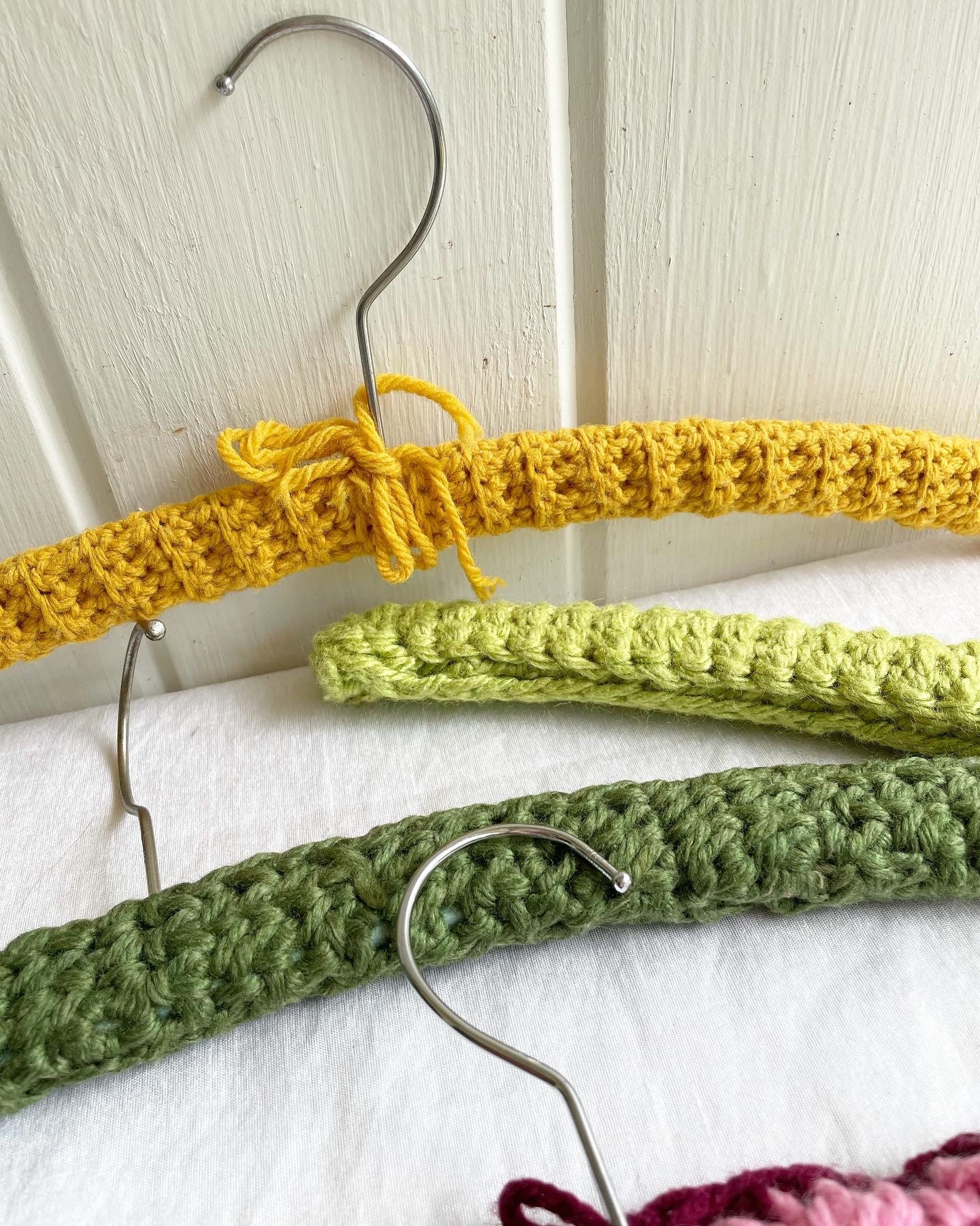 Set of 4 Yarn Covered Hangers. Yarn covered wood and metal Etsy