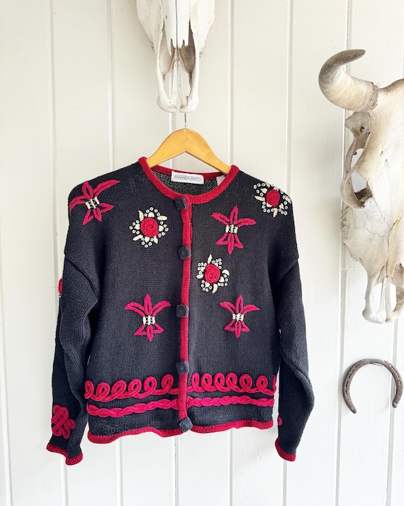 Vintage Amanda Smith Snap Button Embroidered Bead… - image 1