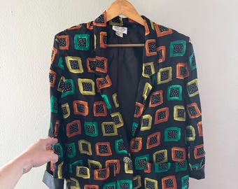 Kenzo Jacket - Vintage 90s Floral Animal Print Button Wool Blazer 