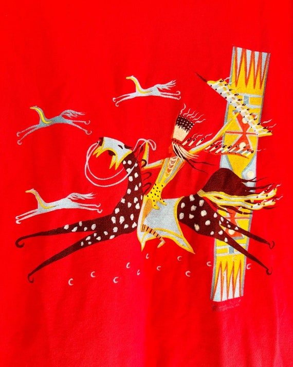 Vintage Polar Graphics Alabama-Coushatta Tribe of Texas Collectable T Shirt. Native American on Horse. View 3