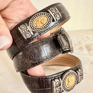 BRIGHTON Museum Edition Golden Coin Black Croc Embossed Leather Belt Brighton 21003 museum belt - Gem main image 4