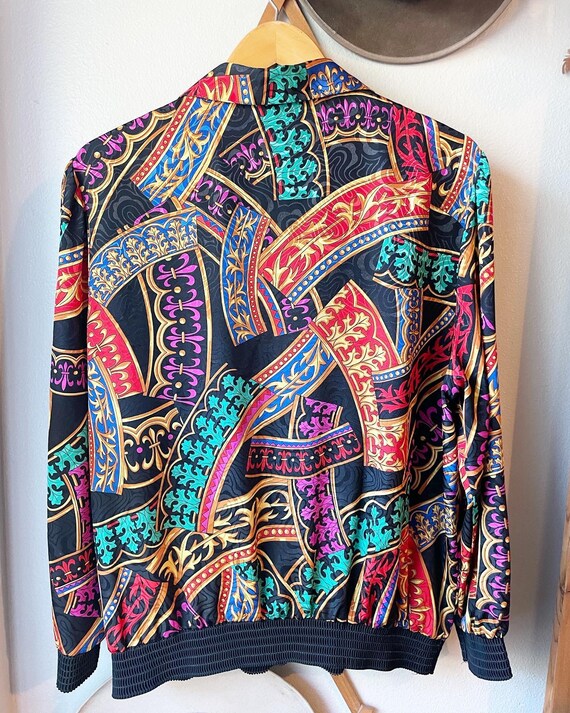 Vintage Unique Brightly Patterned Shirt. Black Bu… - image 7