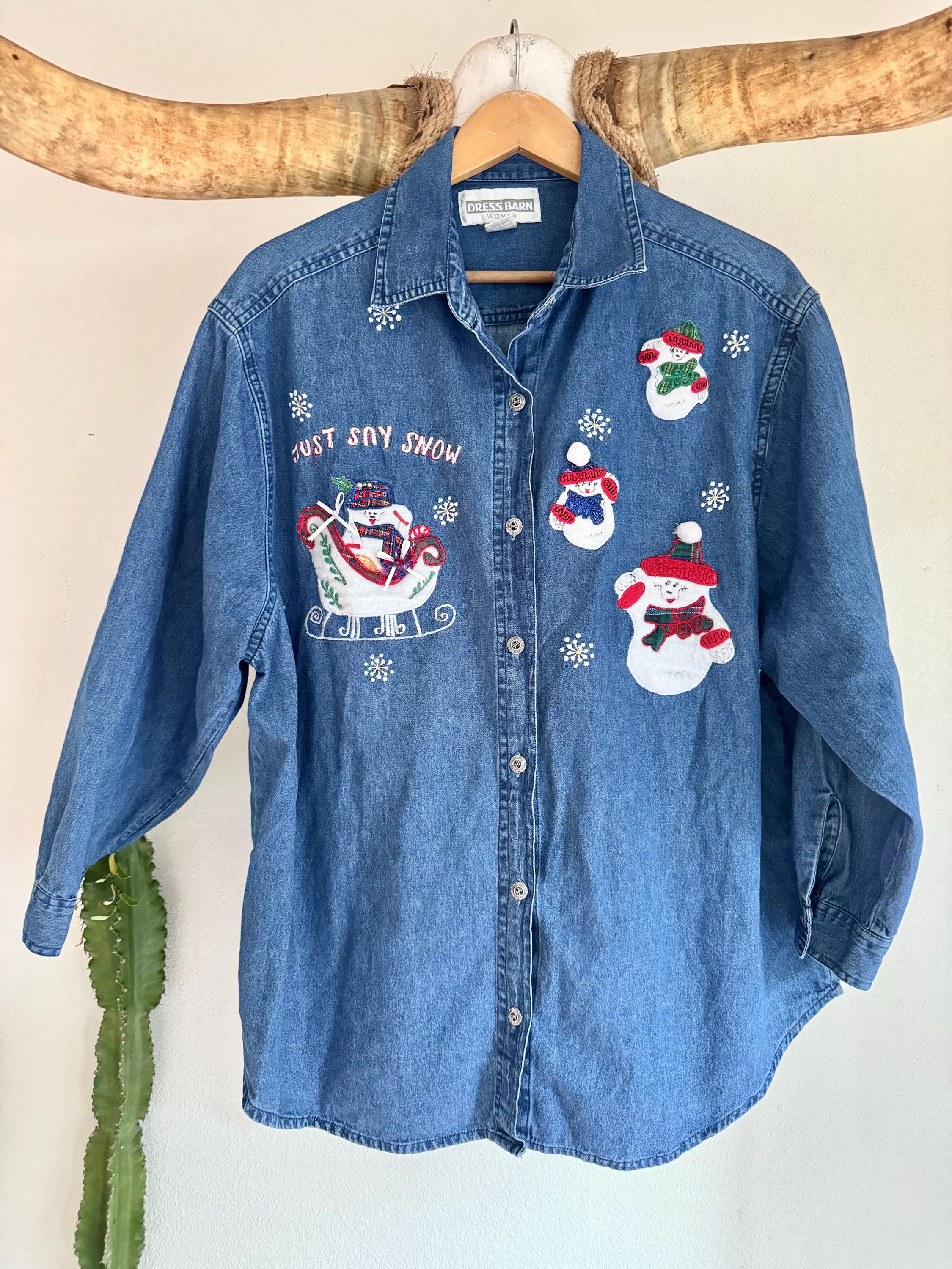dress barn christmas tops Shirts for Women Denim Womens sweaters