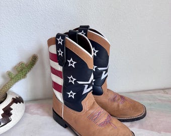 TuffRider Kids' American Cowboy Western Boots - Brown. Size 2 Cowboy Boots USA. Texas. Independence Day.