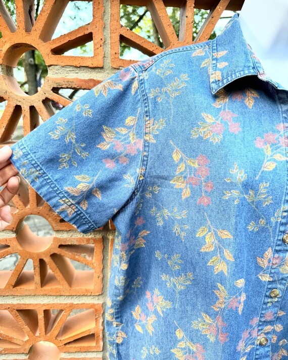Vintage Classic Elements  Button Down  Flower Blo… - image 3