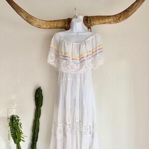 chinese dress ladies 1970s Cream Crochet & Pintuck Cotton Mexican Wedding Dress – Featherstone  Vintage main image 0