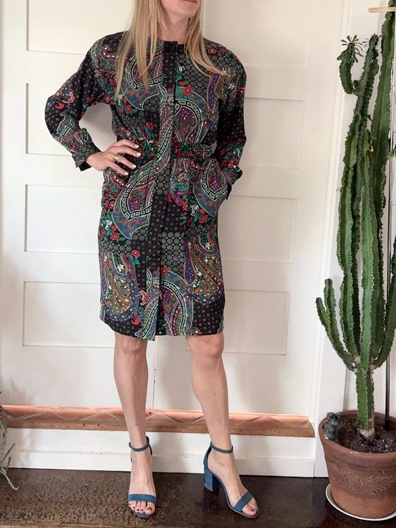 Vintage Leslie Fay Size 8 Paisely Floral Dress. Lightweight Summer Fall  Dress.