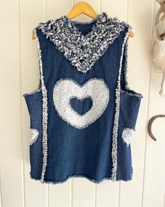 Vintage String A Long Jean Heart Vest with Detach… - image 10