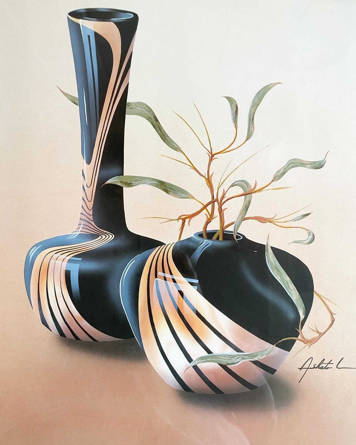 アート・デザイン・音楽 A collection of Antique print in Europe Vintage Large Ashato L Print From Midnight Vase Series