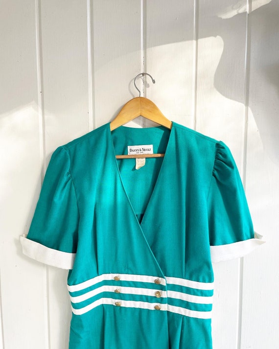 Vintage Danny & Nicole Short Sleeve Turquoise and… - image 4