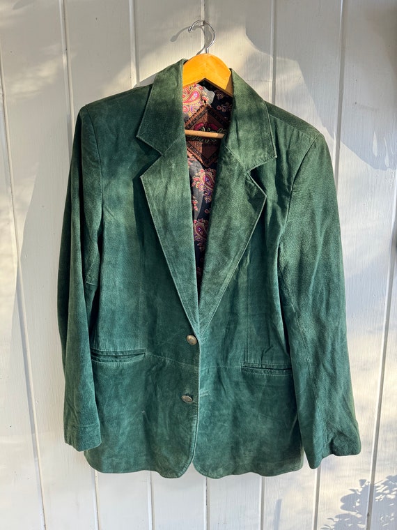 Vintage Hunters Run Suede Green Leather Blazer. - image 1