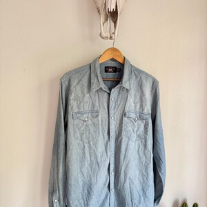 トップス 70's Stitching Shambray Western Shirts Vintage 70s western chambray - Gem