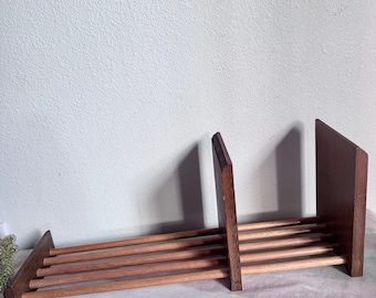 Vintage Wooden Book Rack - Adjustable - 18.5" long. Dresser decor. Dresser Bookshelf.