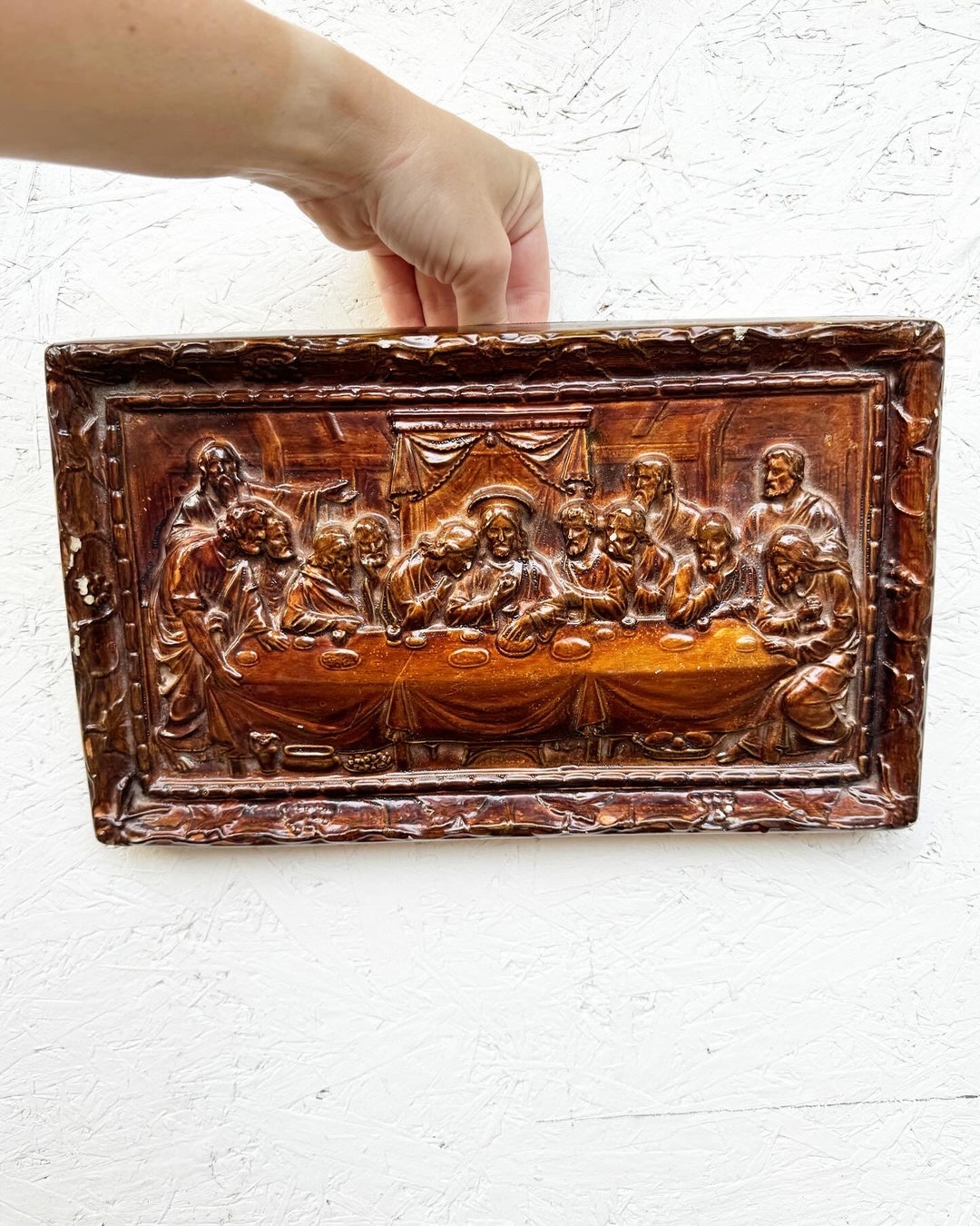 Vintage the Last Supper 3D Plaster Wall Plaque 8 3/8” X 14 X 1 ...
