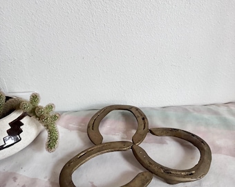 Gold Soldered Plant Stand Trivet or Wall Art. Country Western Home. Cowboy decor. Pre owned, handmade.