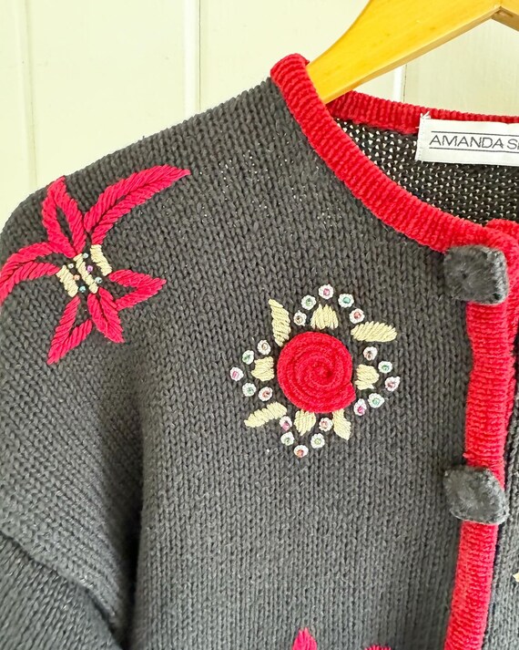 Vintage Amanda Smith Snap Button Embroidered Bead… - image 5